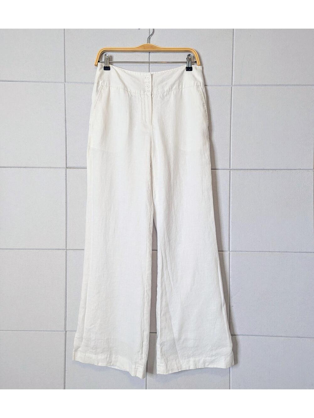 High waisted 100% linen wide leg palazzo pants pants